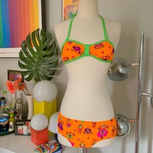 Vintage 60s neon flower power bikini girls 14 NOS